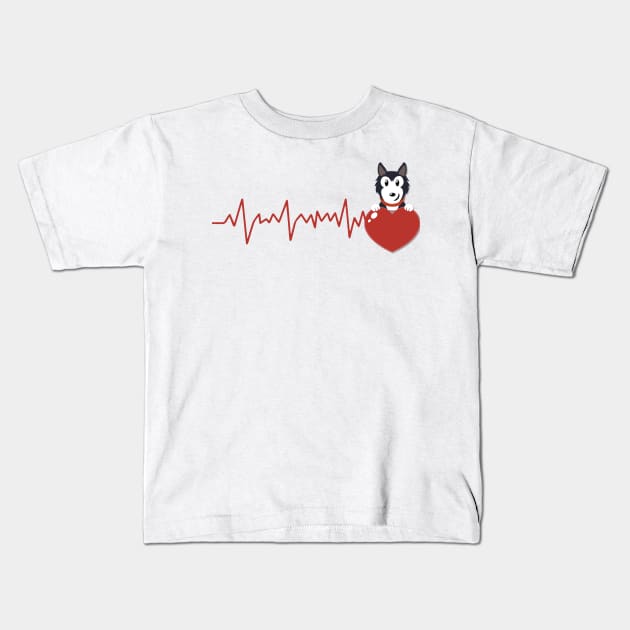 husky dog love Kids T-Shirt by youki